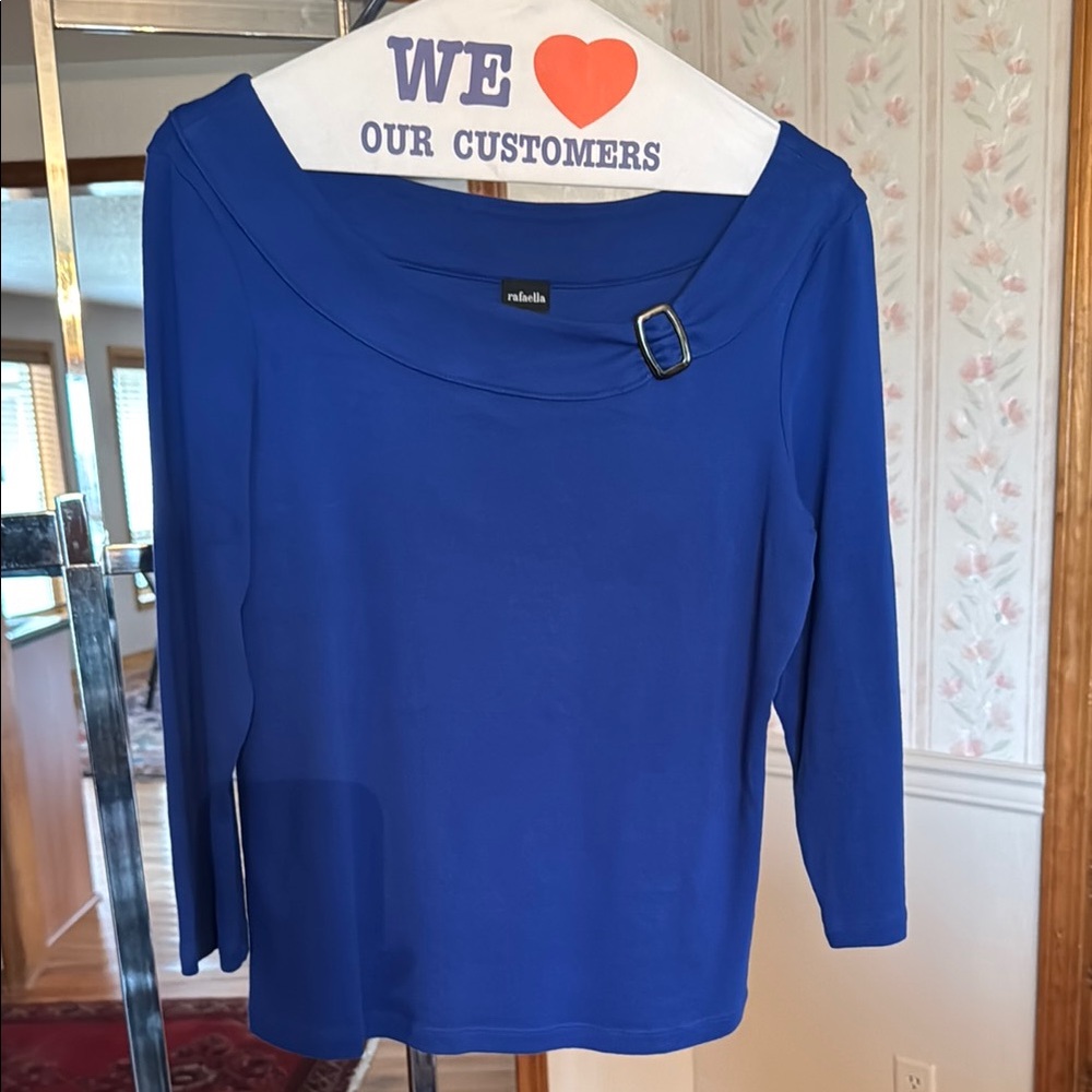 Rafaella Blue 3/4 Sleeve Sweater Blouse